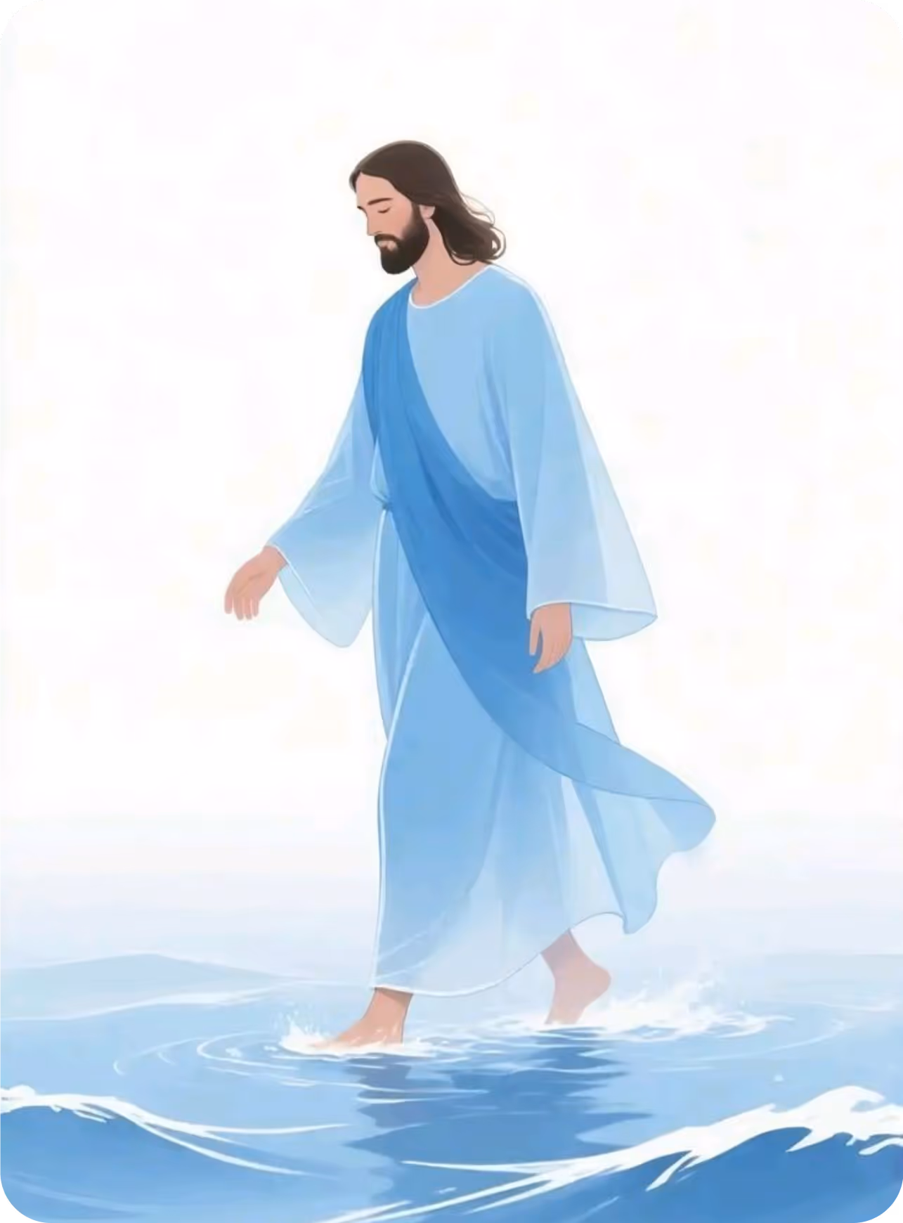 An illustration of Jesus walking on the water